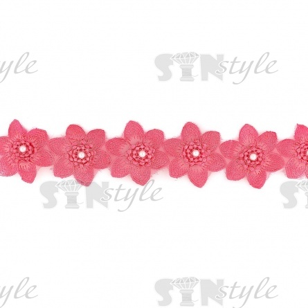 Цветочки из капроновой ленты, ширина 60 мм, намотка 20 ярдов, цвет коралловый (№29)  фото 2