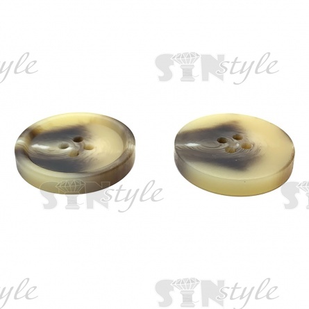 Пуговица пластиковая на четыре прокола, размер 40L, цвет темно-бежевый+коричневый фото 2