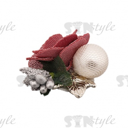 Композиция цветочная на фетровой основе, цвет пурпурный, размер 45 мм,  фото 2