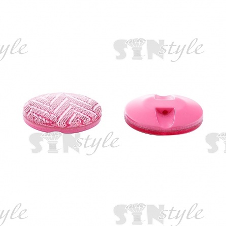 Пуговица пластиковая на полуножке, размер 24L, розовая с блестками, рисунок "елочка" фото 2