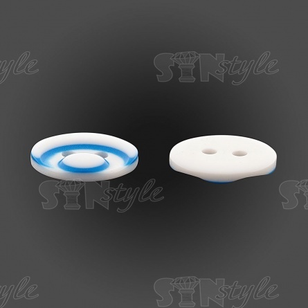 Пуговица пластиковая на два прокола, размер 20L, цвет белый/голубой фото 3