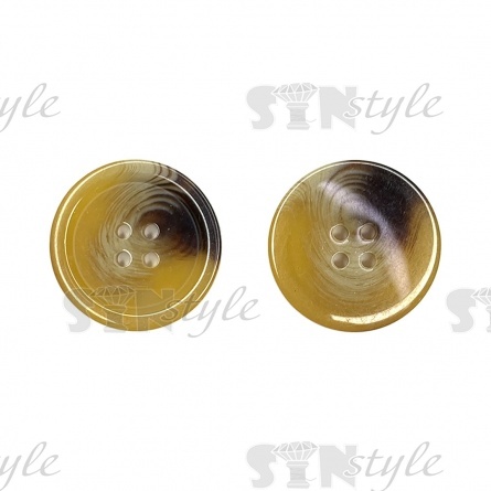 Пуговица пластиковая на четыре прокола, размер 32L, цвет желто-коричневый фото 1