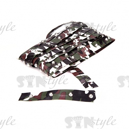 Декоративная тесьма камуфляжная с заклепками, ширина 20 мм, намотка 10 ярдов фото 1