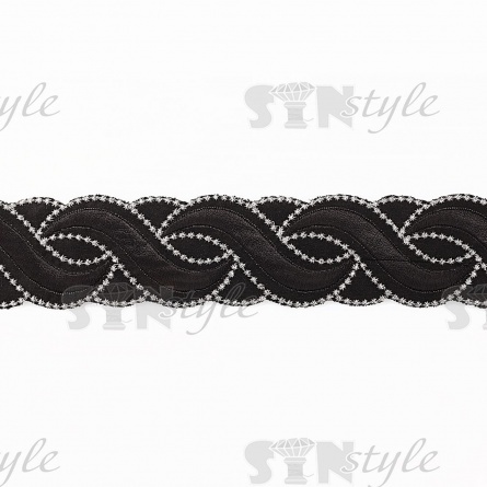 Пояс текстильный на термоклеевой основе, цвет черный+золото, ширина 45 мм, намотка 6 м фото 1