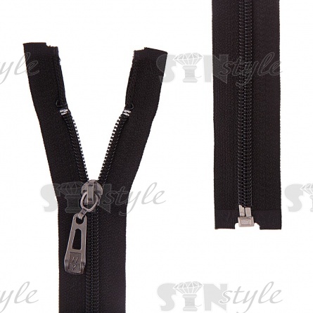 Молния спираль, тип 5, разъемная, длина 60 см, цвет 322 (черный), бегунок темный никель фото 1