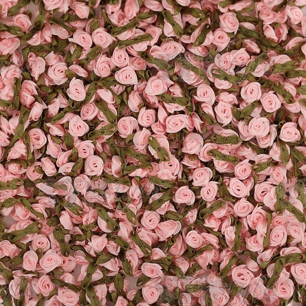 Цветочек из атласной ленты, розовый, размер 15 мм фото 3