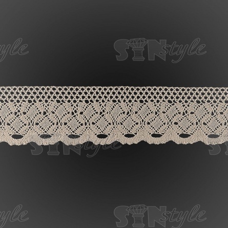 Кружево вязаное плетеное, ширина 70 мм, цвет бежевый, намотка 15 ярдов фото 1