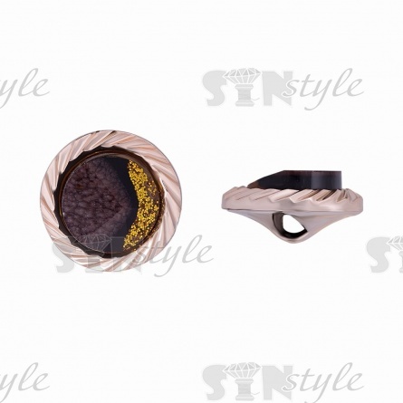 Пуговица пластиковая на полуножке, размер 28L, круглой формы, цвет золотой+коричневый фото 1