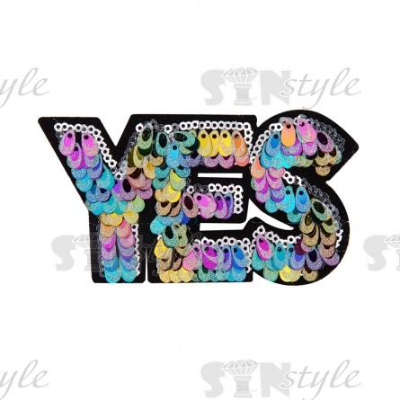 Термоаппликация "YES" с пайетками, размер 110х57 мм фото 1