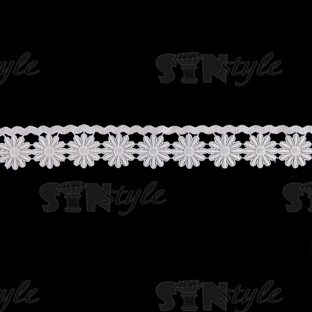 Кружево ажурное матовая нить "Ромашки", ширина 45 мм, цвет белый, намотка 15 ярдов фото 2