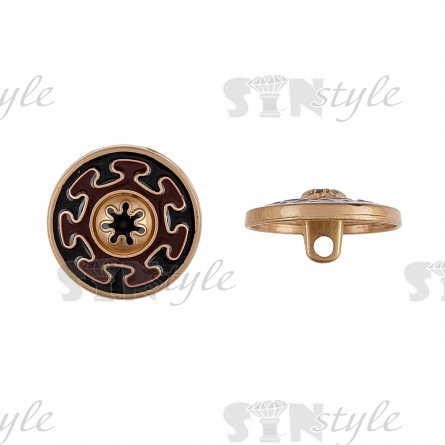 Пуговица металлическая на ножке, бронза/черный, 34L фото 1