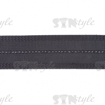 Резинка декоративная с серебряной нитью, ширина 70 мм, цвет черный, намотка 25 метров. фото 1