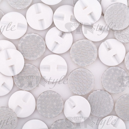 Пуговица пластиковая на полуножке, размер 24L, форма круглая, цвет белый  фото 3