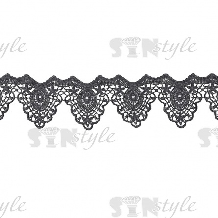 Кружево вязаное ажурное, ширина 80 мм, цвет черный, намотка 15 ярдов фото 1