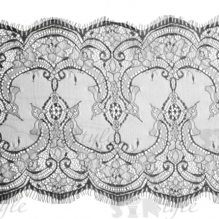 Кружево "Французское", ширина 280 мм, цвет черный, длина 3 метра фото 1