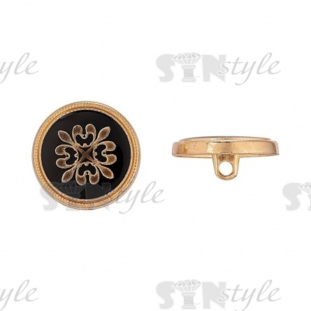 Пуговица металлическая на ножке, золотая с черным, 32L фото 1