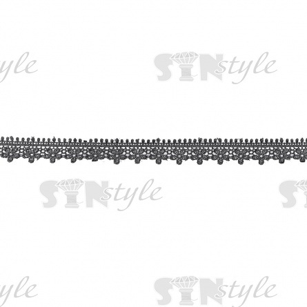 Кружево ажурное, нежная цветочная гирлянда с резными краями,  ширина 30 мм, цвет черный, намотка 15 ярдов фото 2