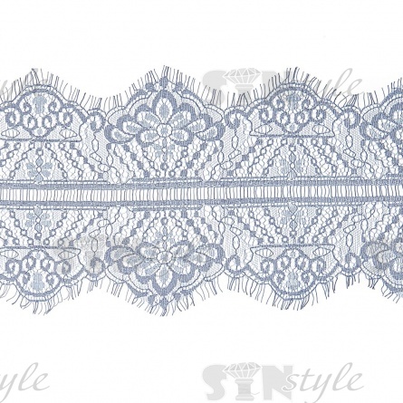 Кружево "Французское", ширина 140 мм, цвет серо-синий, длина 3 метра фото 1