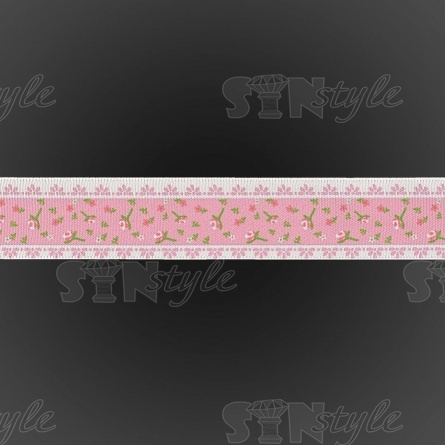 Декоративная атласная лента с цветочным принтом, цвет розовый, ширина 25 мм, намотка 20 ярдов фото 3