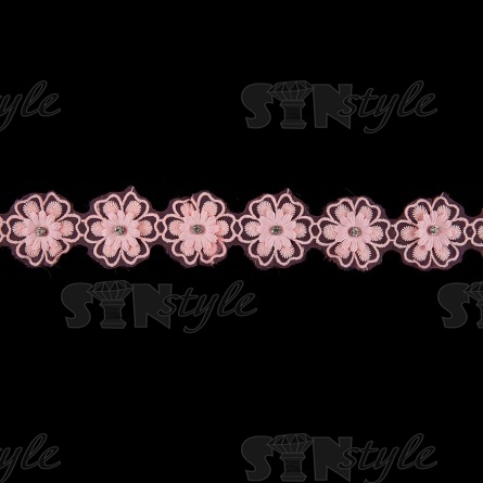 Кружево "Цветочное", ширина 50 мм, цвет розовый, намотка 10 ярдов фото 3