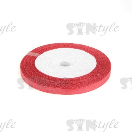 Декоративная лента атласная, ширина 6 мм, намотка 25 ярдов, цвет темно-розовый (№091) фото 1