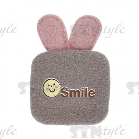 Аппликация 3D "Рамка с ушками", цвет серый+грязно-розовый, размер 45х60 мм фото 1