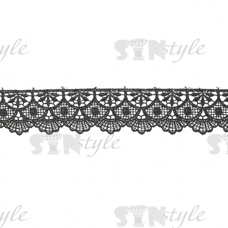 Кружево ажурное, ширина 35 мм, цвет черный, намотка 15 ярдов фото 2