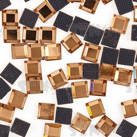 Стразы термоклеевые стеклянные Crystal, форма квадрат, размер 4х4 мм, цвет персиковый, 480 шт/уп  фото 2