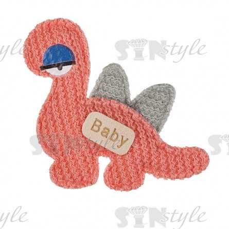 Аппликация 3D "Динозаврик", цвет грязно-розовый, размер 40х40 мм фото 1