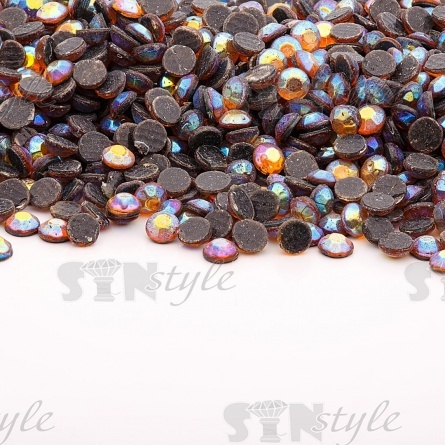 Стразы термоклеевые акриловые SS10, цвет желтый радужный (голография), 500 гр/уп  фото 1