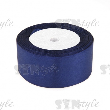 Декоративная лента атласная, ширина 38 мм, намотка 25 ярдов, цвет темно-синий (№038) фото 1