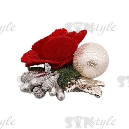 Композиция цветочная на фетровой основе, цвет красный, размер 45 мм,  фото 2