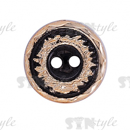 Пуговица пластиковая на два прокола, размер 20L, цвет золотой/черный фото 2