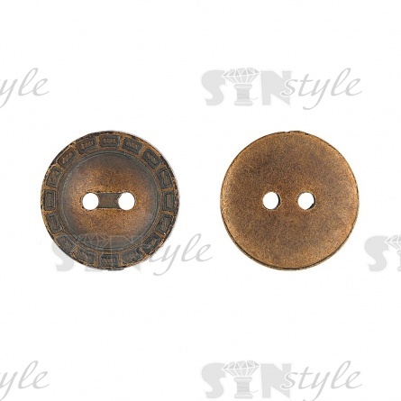 Пуговица пластиковая на два прокола, 34L, цвет бронза фото 1