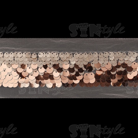 Тесьма из пайеток на сетке, цвет золотой, ширина 45 мм, намотка 16 ярдов  фото 2