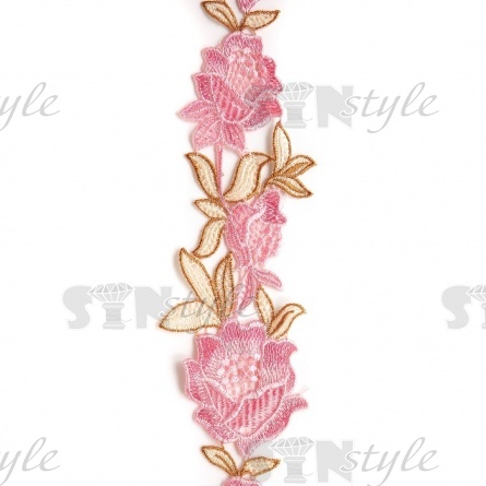 Вязаное кружево с цветочным узором, ширина 80 мм, цвет розовый, намотка 15 ярдов фото 1