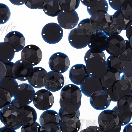 Стразы пришивные акриловые, форма круг, цвет черный,  диаметр 18 мм фото 1