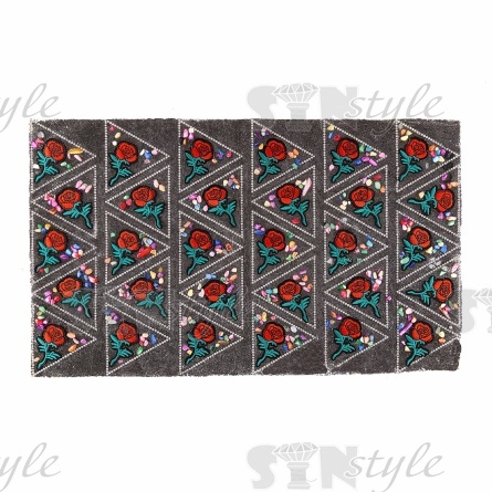 Термоаппликация "Цветок" из стеклянных страз с вышивкой, размер 60х67 мм фото 1