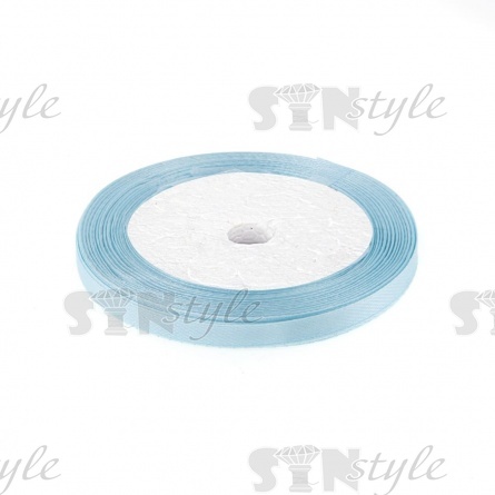 Декоративная лента атласная, ширина 6 мм, намотка 25 ярдов, цвет бледно-голубой (№146) фото 1