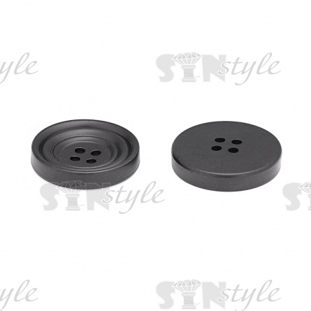 Пуговица пластиковая на четыре прокола, размер 40L, цвет черный фото 3