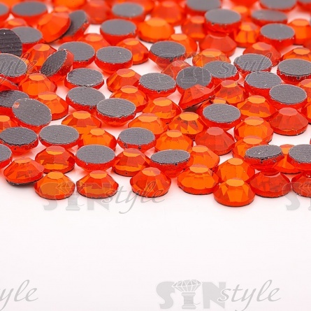 Стразы термоклеевые стеклянные SS16, форма круг, цвет оранжевый (918), 1440 шт/уп фото 3