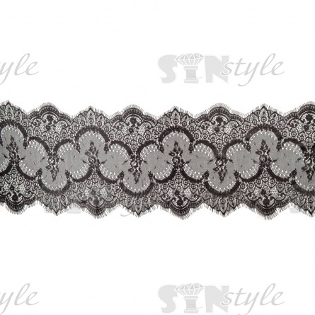 Кружево "Французское", ширина 250 мм, цвет черный, длина 3 метра фото 2