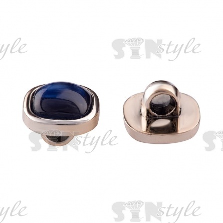 Пуговица пластиковая на ножке, размер 20L, цвет золотой+темно-синий фото 2