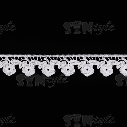 Кружево ажурное матовая нить, цвет белый, ширина 33 мм, намотка 30 ярдов фото 1