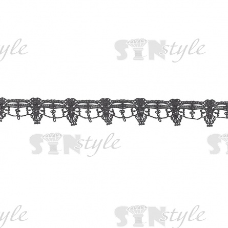 Кружево вязаное ажурное, цвет черный, ширина 50 мм, намотка 15 ярдов фото 2