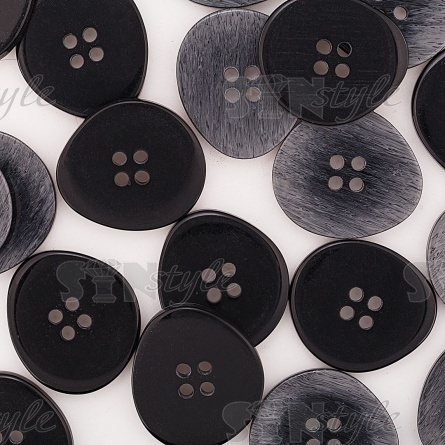 Пуговица пластиковая на четыре прокола, размер 54L, цвет темно-серый с эффектом потёртости фото 4