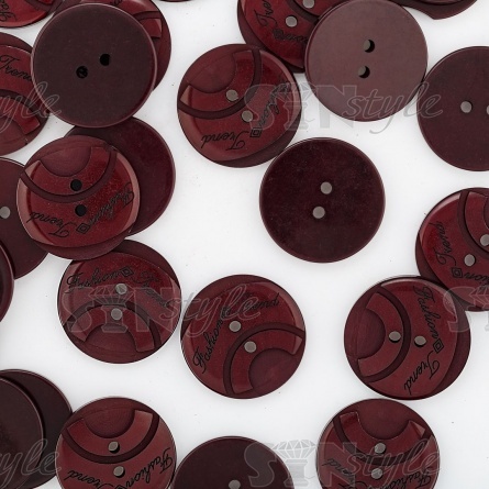 Пуговица пластиковая на два прокола, размер 40L, цвет бордовый фото 4