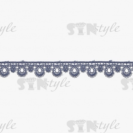 Кружево ажурное, ширина 26 мм, цвет темно- синий, намотка 15 ярдов фото 2