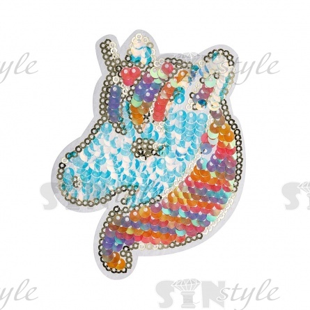 Аппликация прищивная с пайетками, размер 78 мм х 100 мм фото 1