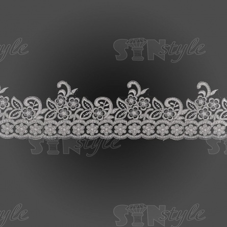 Кружево гипюр, ширина 95 мм, цвет белый с серебром, намотка 10 ярдов фото 2